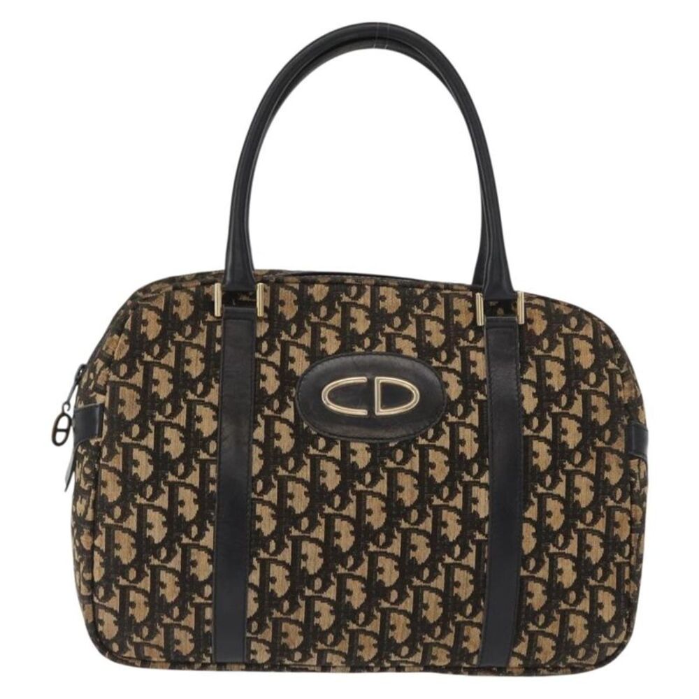 Christian Dior Vintage Trotter Romantique Boston Diorissimo Coated Canvas Navy